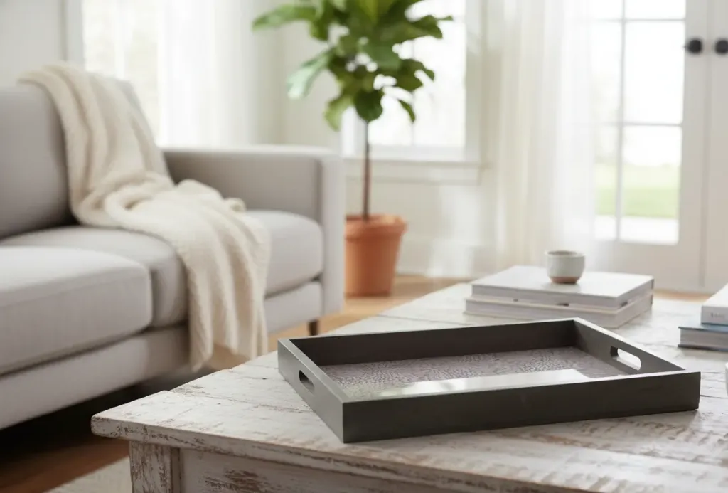 Eclectic Metal Embossed Tray Tabletop Accent (14*10)