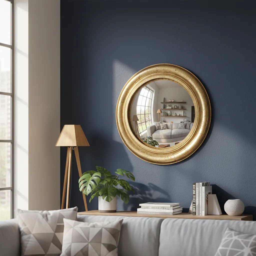 Luxury Gold Round Wall Mirror for Modern Home Decor