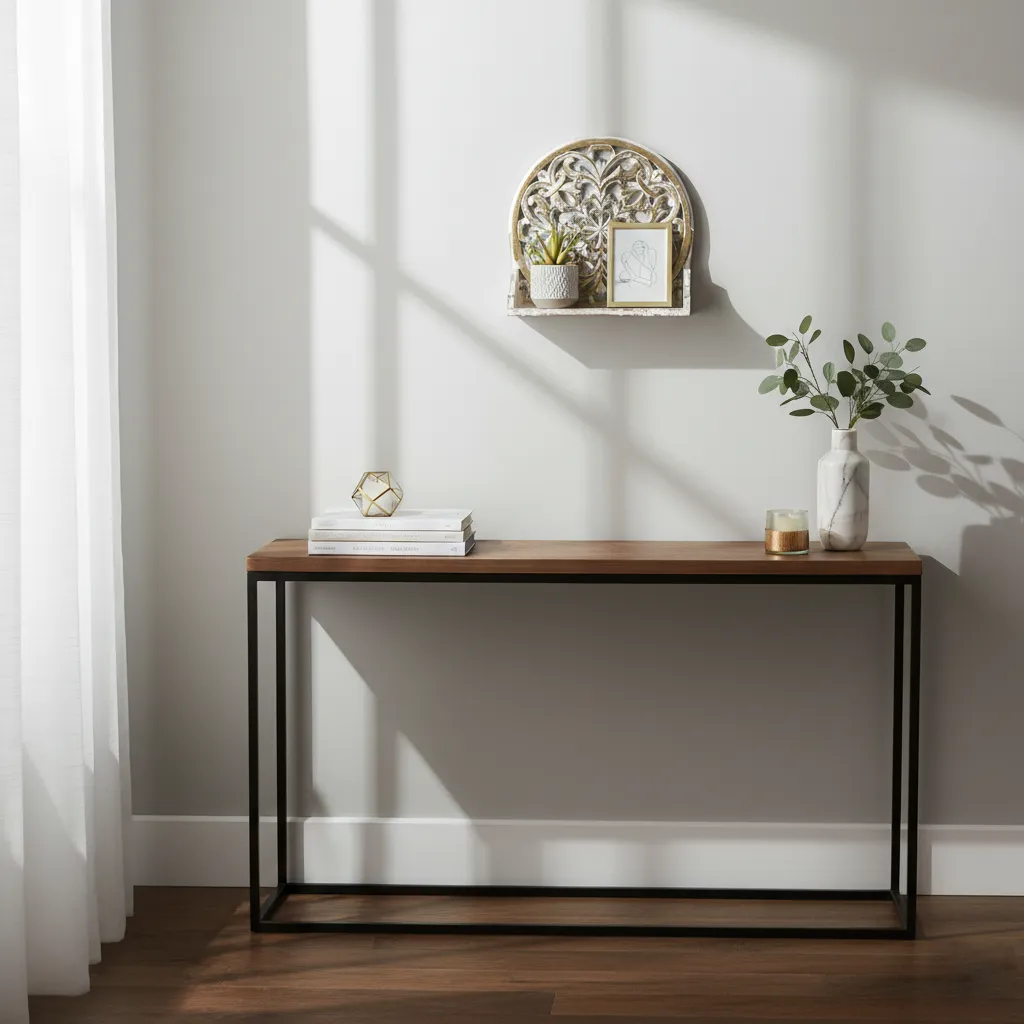 Distressed Decorative Wall Display Shelf with Integrated Storage