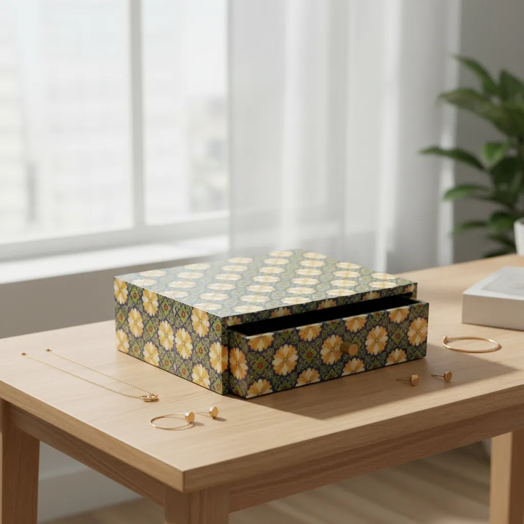 Vintage Floral Handcrafted Tea Chest – Decorative MDF Decal Storage Box