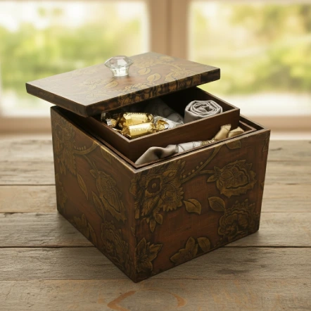 Multi-Purpose Vintage Storage Chest -Decorative Wood Box for Storage Box