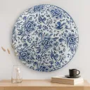 Lustrous Enamel Botanical Medallion - Premium Wooden Wall Decor