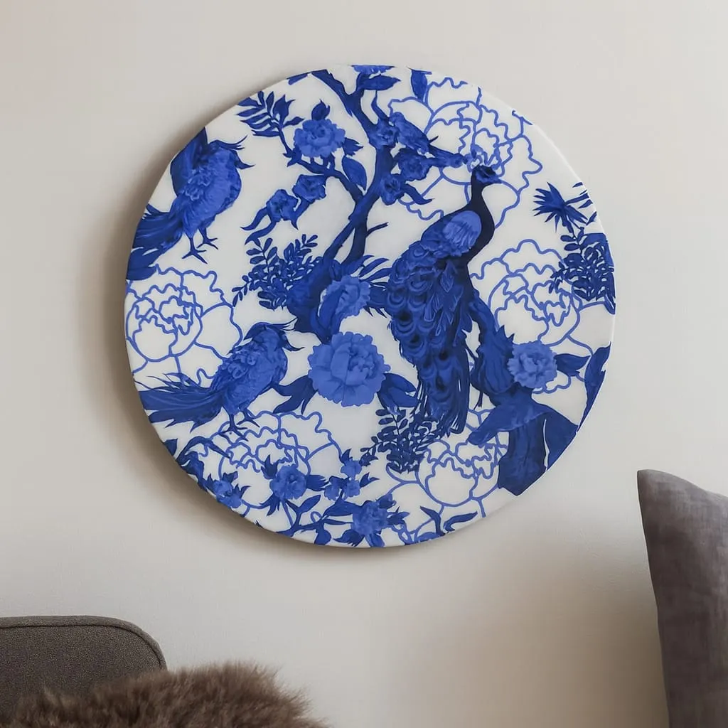 Vibrant Botanical Decal Circular Wooden Plaque with High-Gloss Finish (10inch)