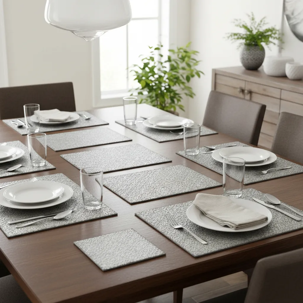 Premium 6mm MDF Metal Embossed Placemat with Handcrafted Intricate Texture (16*12)