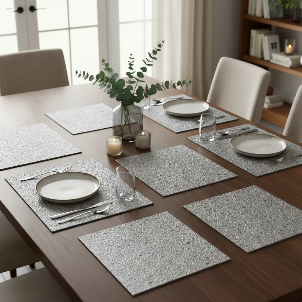 Premium 6mm MDF Metal Embossed Placemat with Handcrafted Intricate Texture (16*12)