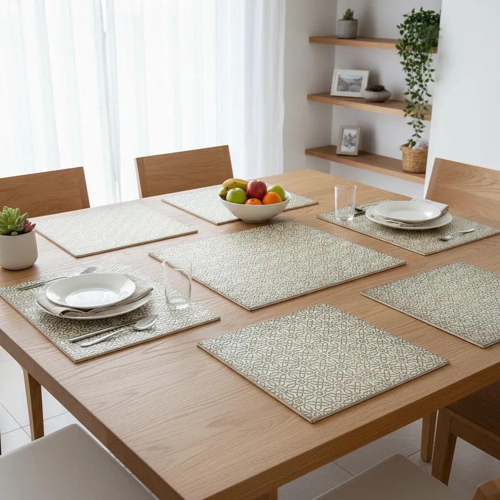 Premium 6mm MDF Metal Embossed Placemat with Handcrafted Intricate Texture (16*12)