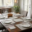 Elegant Metallic Embossed Dining Mat – Durable Hand-Finished Table Decor with Vintage Pattern