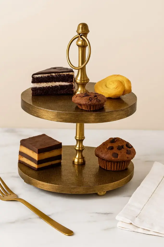 Regal Brass-Toned Two-Tiered Serving Stand