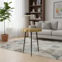 Handcrafted Hammered Gold Accent Table – Industrial Metal End Table for Living Room
