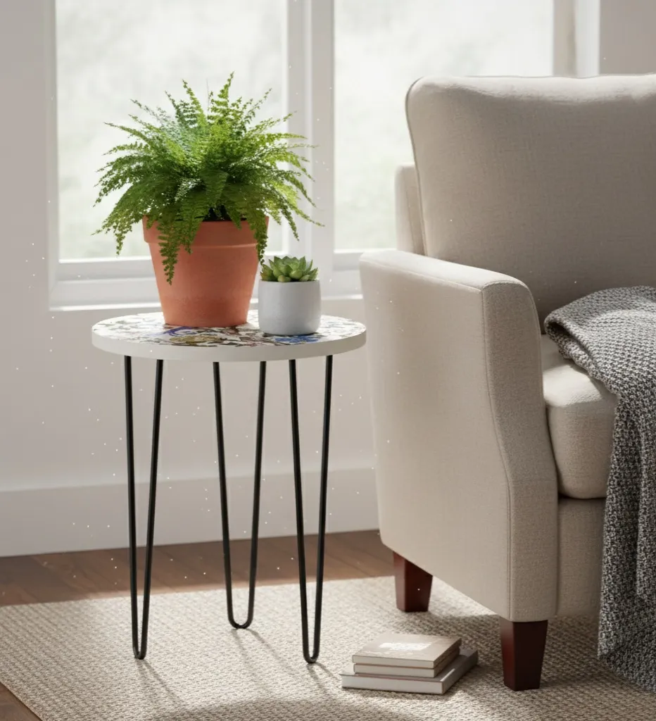 Decorative Indoor Tripod Side Table and Planter Display – Stable Space-Saving Design (10*15)