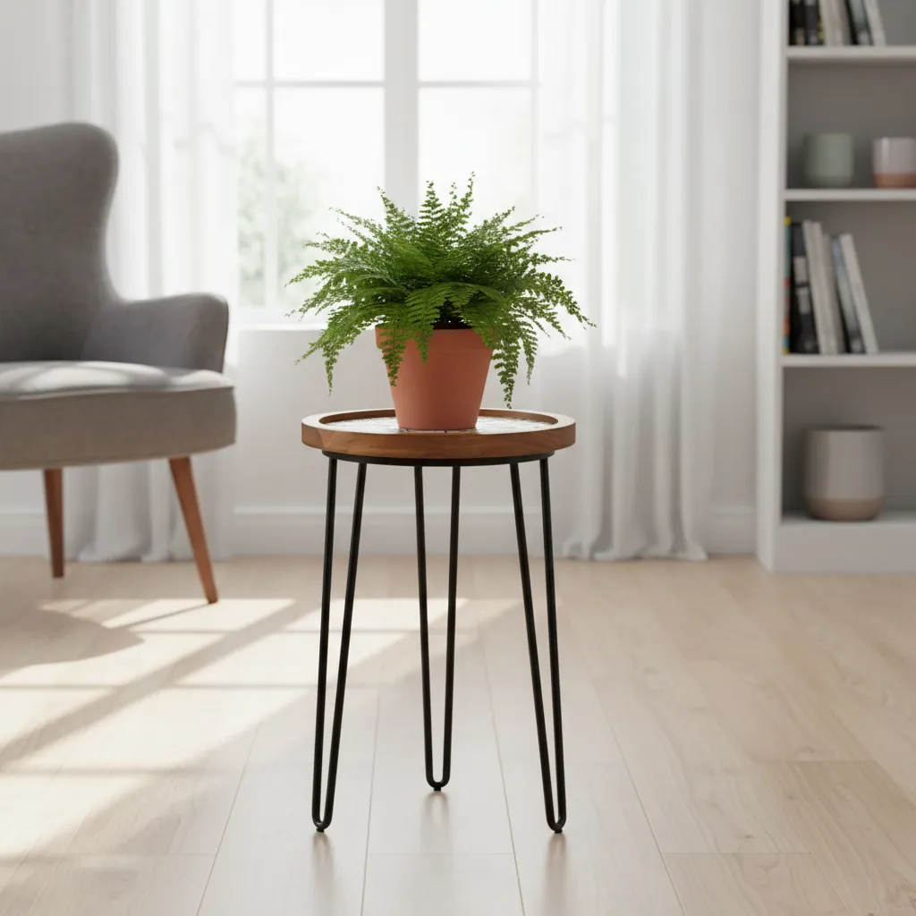 Multipurpose Round Nesting Side Table with Decorative Artwork and Iron Tripod Base (10*15)