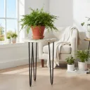 Vintage Bird & Botanical Nesting Side Table – Stable Metal Tripod Plant Display