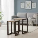 Modern Industrial Nesting Side Tables – Set of 2 Wood & Metal End Tables