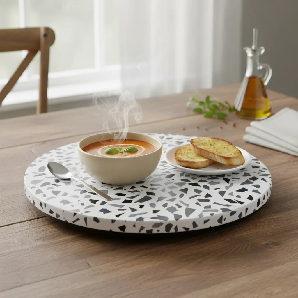 Modern Terrazzo Pattern Lazy Susan Turntable | Chic Kitchen Centerpiece (14inch(D))