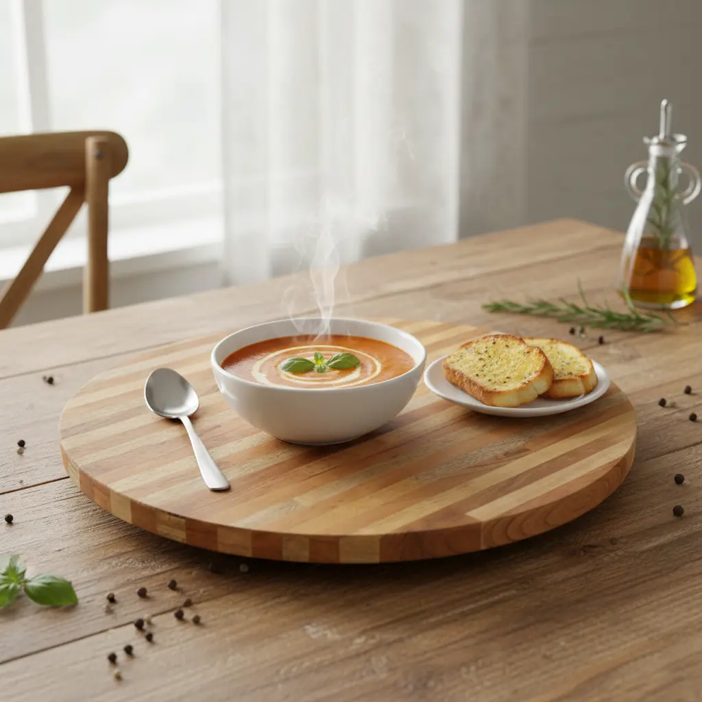 Rustic Natural Wood Plank Round Lazy Susan / Serving Board (14inch(D))