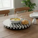 Modern Black & White Geometric Wooden Lazy Susan Turntable