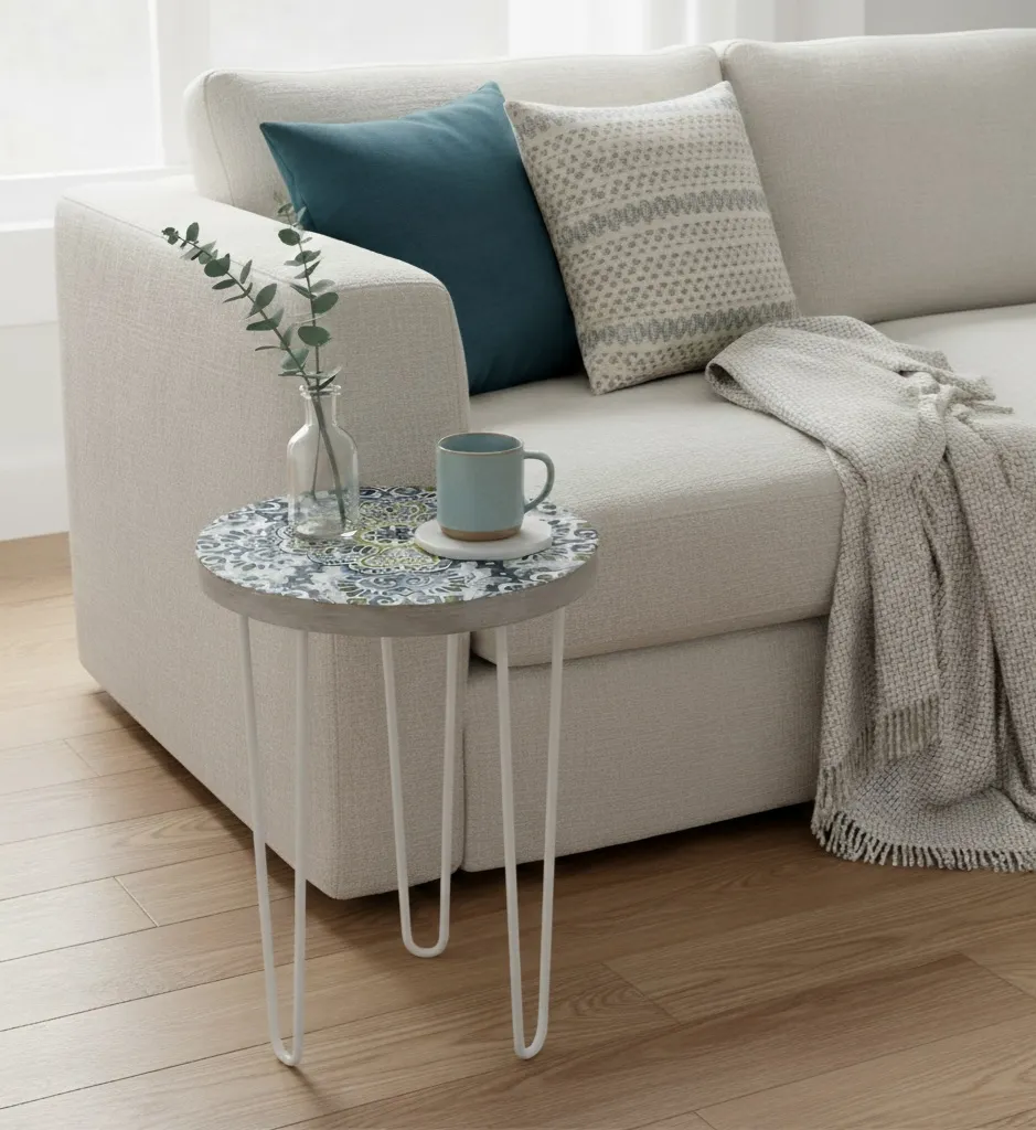 Round Enamel Nesting Table – Ornate Floral Design, 3 Sizes Available (10*15)