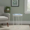 Modern Abstract Enamel Top Tripod Stool – Space-Saving Accent Side Table