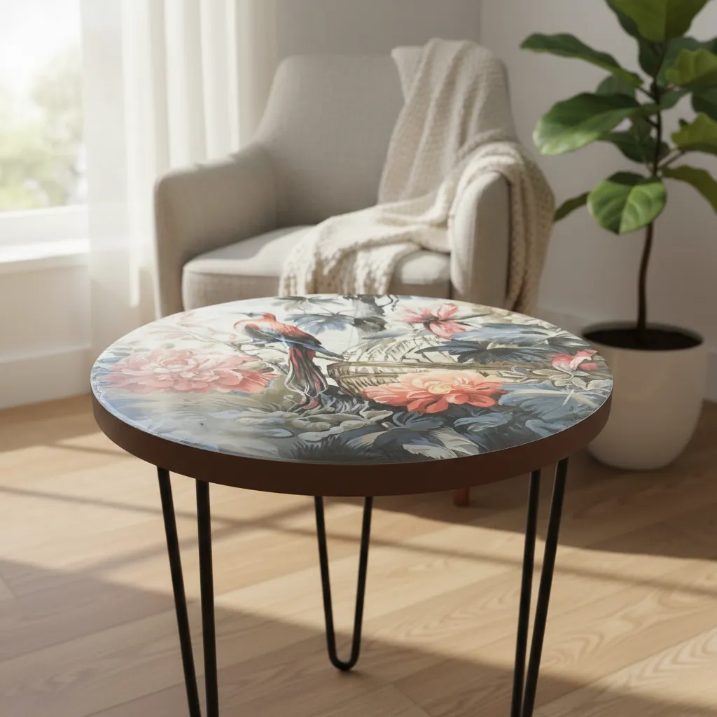 Vintage-Inspired Decorative Accent Stool, Stable Three-Leg Round Side Table (10*15)