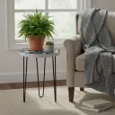 PP11 Camo Print Accent Side Table with Black Iron Hairpin Legs