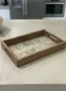 Vintage-Style Metal Embossed Wooden Tray – Unique Housewarming Gift