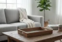 Luxe Metal Embossed Ottoman Tray – Heavy Duty Wood Construction for Living Rooms