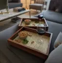 Handcrafted Wooden Serving Tray with Nature-Inspired Leaf Pattern Inlay