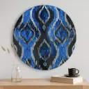 P24 Abstract Ikat Pattern Round Wooden Wall Art