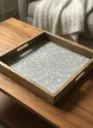 Artisanal Metal Embossed Design Tray – Elegant Ottoman Tray for Home Decor