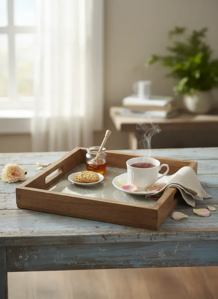 Minimalist Metal Embossed Serving Tray – Hand-Carved Square Tray (10*10)